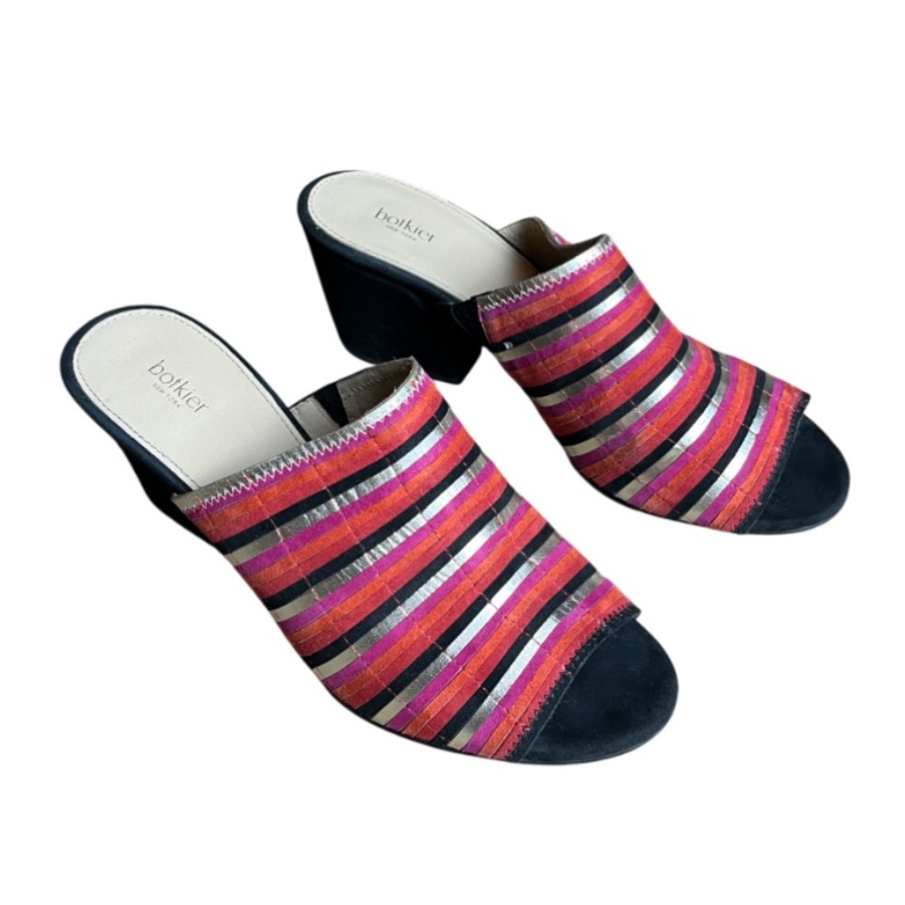 Botkier Posie Leather Suede Metallic Open Toe Mules - Multicolor-‎ 9.5